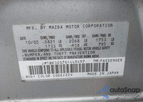 2006 Mazda Mazda3 I z USA, uszkodzony, nr VIN JM1BK32G761449497